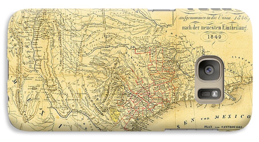 1849 Texas Map Galaxy S7 Case featuring the photograph 1849 Texas Map by Bill Cannon