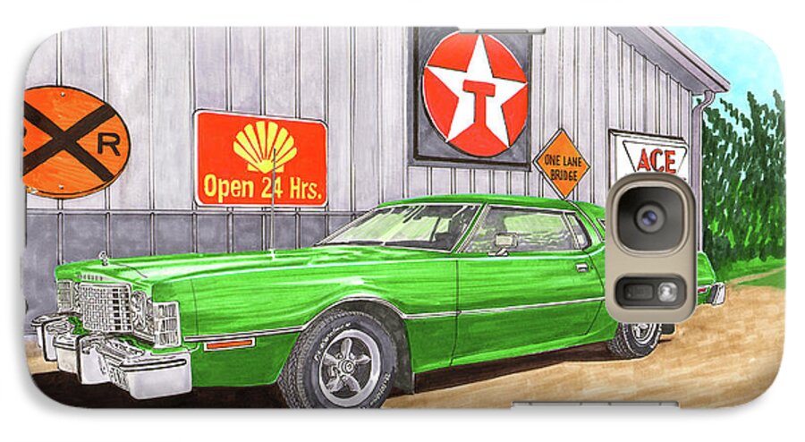 Watercolor Artwork Of The 1976 Ford Thunderbird Which Is A Rear Wheel Drive Automobile Which Was Manufactured By Ford In The United States Over Eleven Model Generations From 1955 Through 2005 Galaxy S7 Case featuring the painting 1976 Ford Thunderbird by Jack Pumphrey