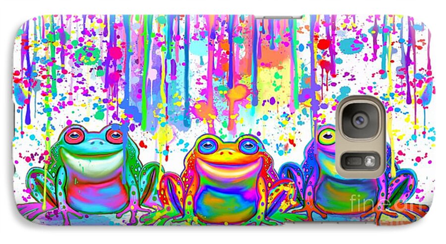 Frogs Galaxy S7 Case featuring the painting 3 Colorful Painted Frogs by Nick Gustafson