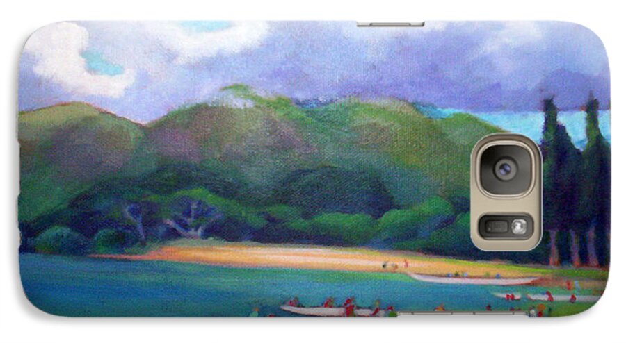 Kailua Galaxy S7 Case featuring the painting 5 p.m. Canoe Club by Angela Treat Lyon