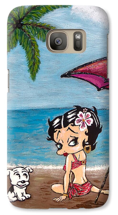 Beach Galaxy S7 Case featuring the painting A Day at the Beach by Teresa Wing