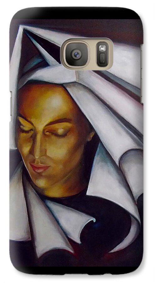 A Nun In A Deconstructed Veil Galaxy S7 Case featuring the painting A Nun by Irena Mohr