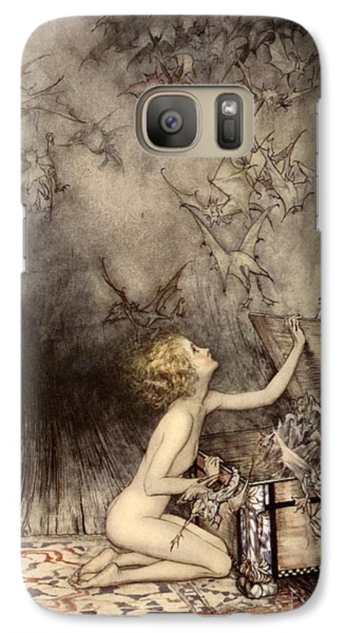 Greek Mythology Galaxy S7 Case featuring the painting A sudden swarm of winged creatures brushed past her by Arthur Rackham