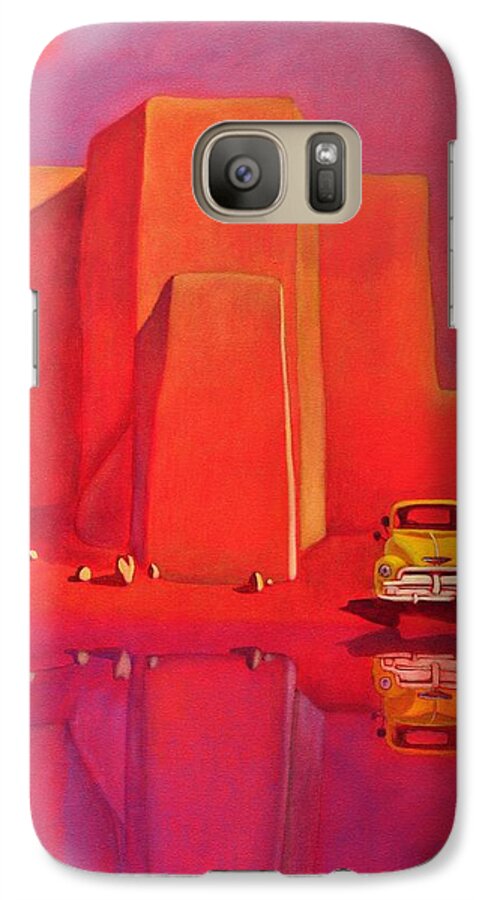 Yellow Truck Galaxy S7 Case featuring the painting A Yellow Truck with a Red Moon in Ranchos by Art West