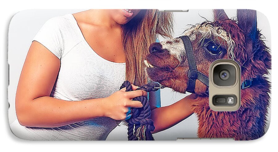 Alpaca Galaxy S7 Case featuring the photograph Alpaca Mr. Tex and Breanna by TC Morgan