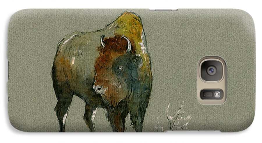 American Buffalo Galaxy S7 Case featuring the painting American buffalo by Juan Bosco