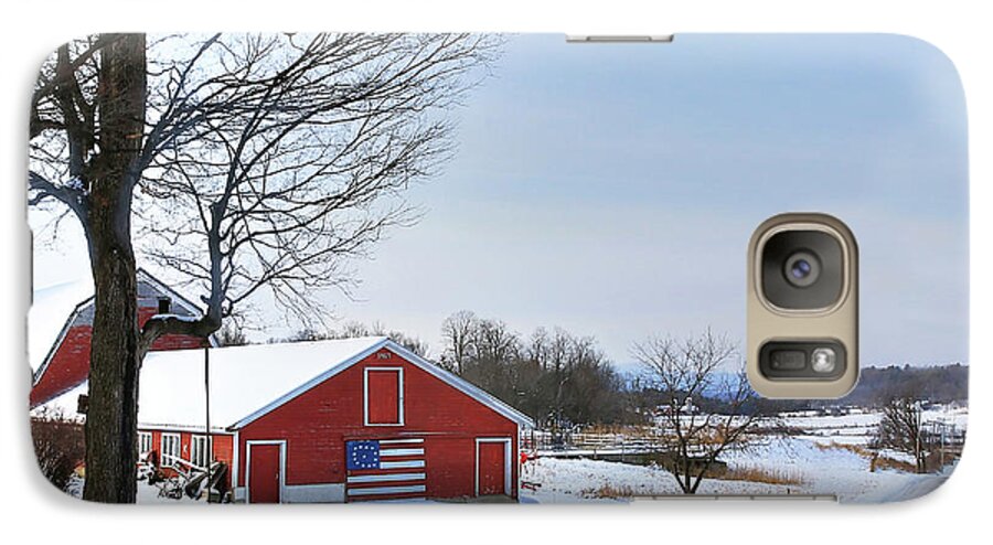 Americana Galaxy S7 Case featuring the digital art Americana Barn in Vermont by Sharon Batdorf