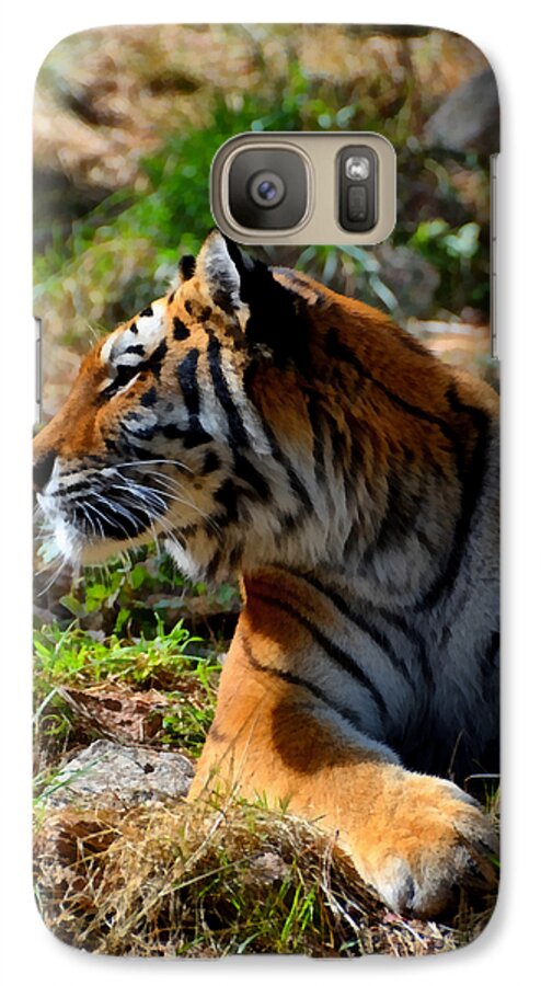 Amur Galaxy S7 Case featuring the mixed media Amur Tiger 9 by Angelina Tamez