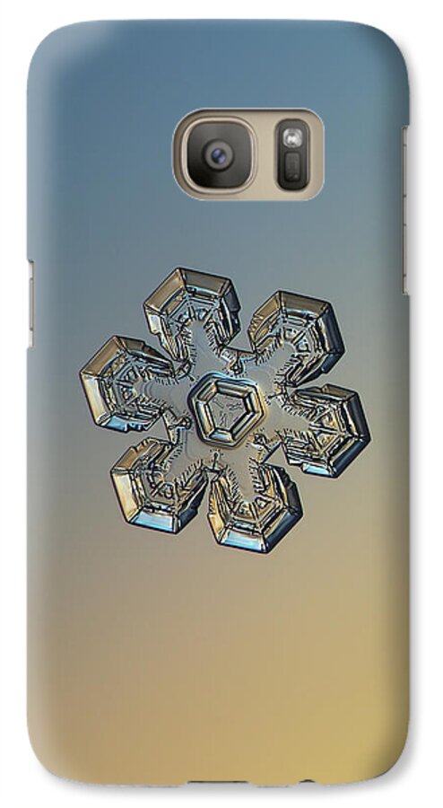 Snowflake Galaxy S7 Case featuring the photograph Snowflake photo - Massive gold by Alexey Kljatov