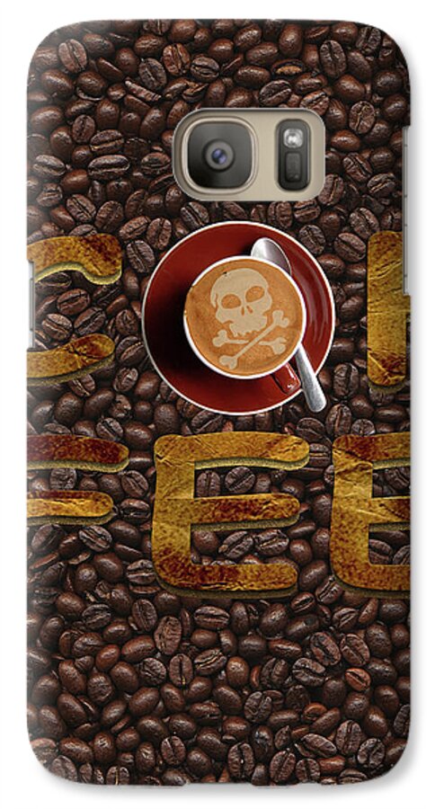 Coffee Typography Galaxy S7 Case featuring the painting Coffee Funny Typography by Georgeta Blanaru