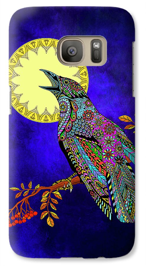 Crow Galaxy S7 Case featuring the drawing Electric Crow by Tammy Wetzel