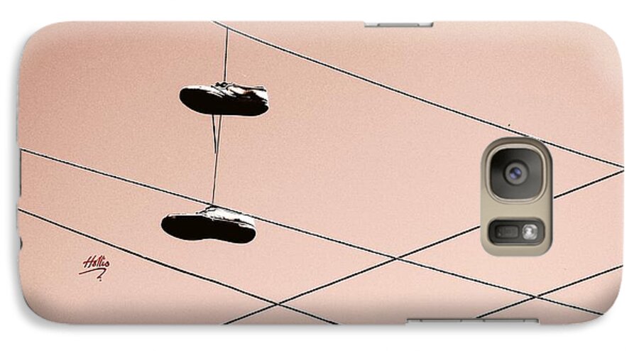 Abstract Galaxy S7 Case featuring the photograph Shoes on a wire by Linda Hollis