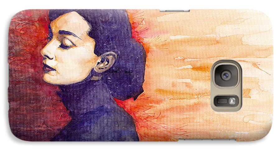 Watercolour Galaxy S7 Case featuring the painting Audrey Hepburn 1 by Yuriy Shevchuk