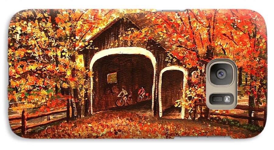 Autumn Galaxy S7 Case featuring the painting Autumn Bike Ride by Pat Davidson