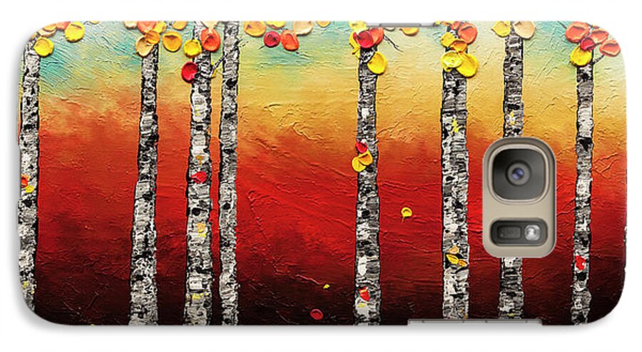 Trees Galaxy S7 Case featuring the painting Autumn Birch Trees by Carmen Guedez