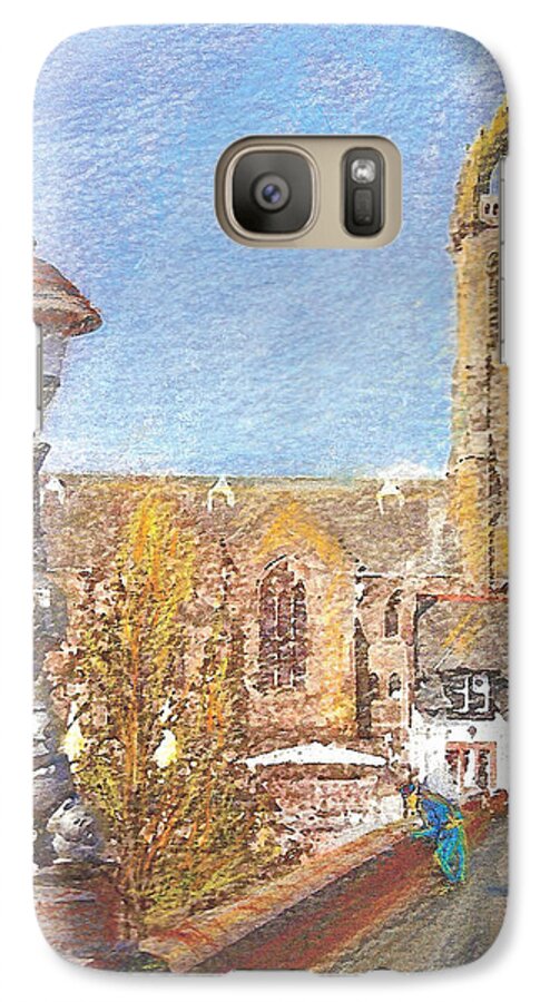 Acrylics Galaxy S7 Case featuring the painting Autumn view along the bridge Peebles by Richard James Digance