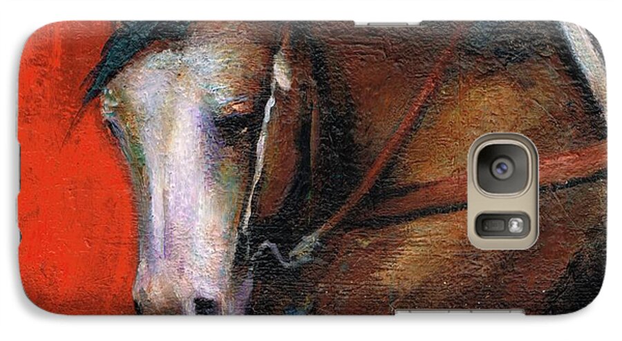Western Art Galaxy S7 Case featuring the painting Bald Face by Frances Marino