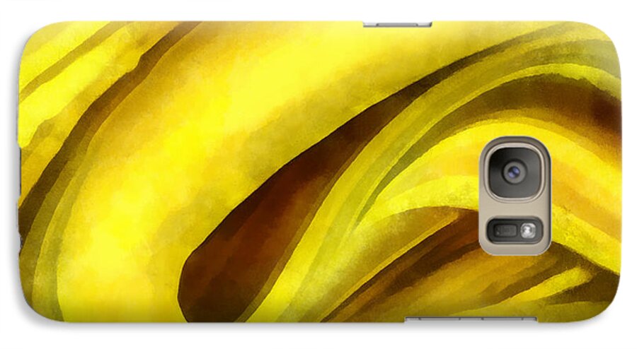 Banana Chocolate Cocoa Yellow Abstract Brown Painting Fruit Galaxy S7 Case featuring the digital art Banana with Chocolate by Frances Miller