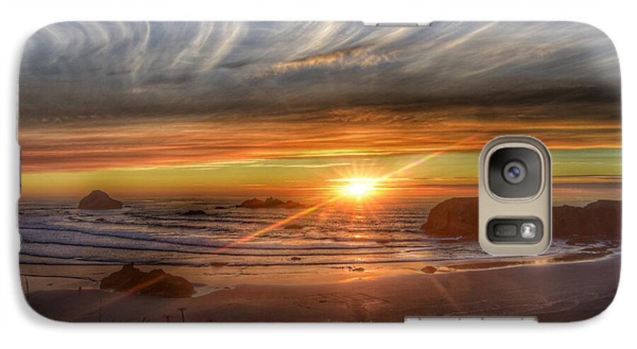 Oregon Galaxy S7 Case featuring the photograph Bandon Sunset by Bonnie Bruno