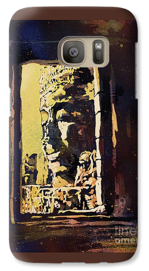 Architecture Cambodia Galaxy S7 Case featuring the painting Bayon III- Cambodian Ruins, Angkor Wat by Ryan Fox