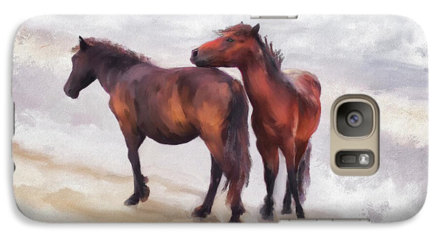 Horse Galaxy S7 Case featuring the digital art Beach Buddies by Lois Bryan