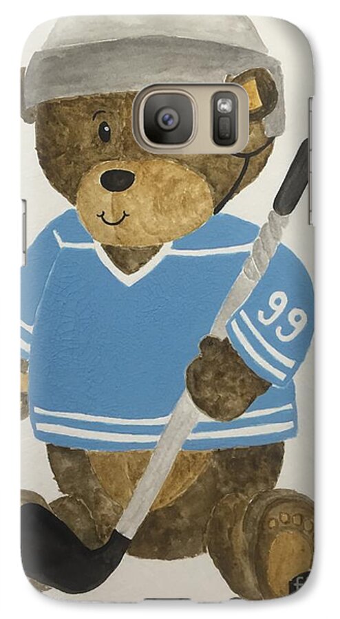 Kids Galaxy S7 Case featuring the painting Benny bear hockey by Tamir Barkan