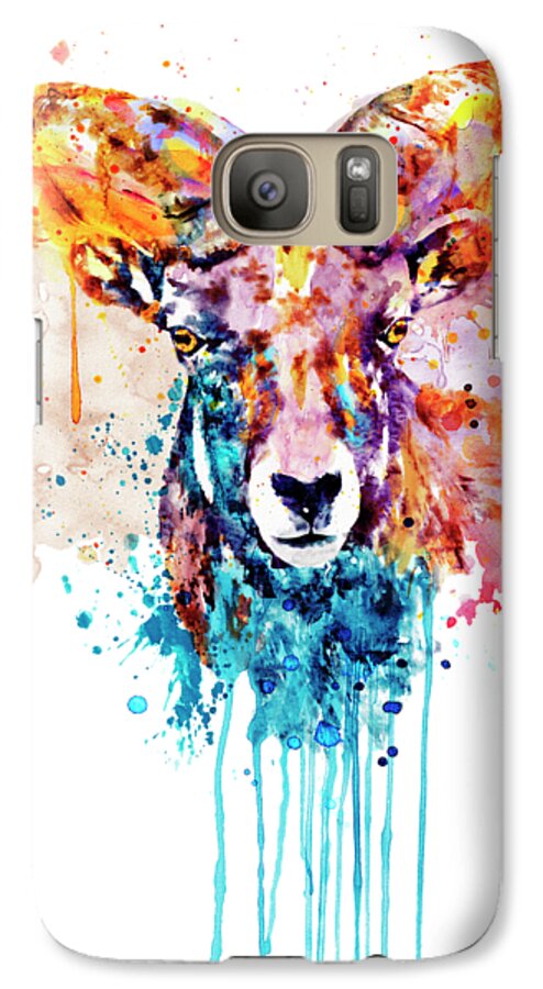 Marian Voicu Galaxy S7 Case featuring the painting Bighorn Sheep Portrait by Marian Voicu