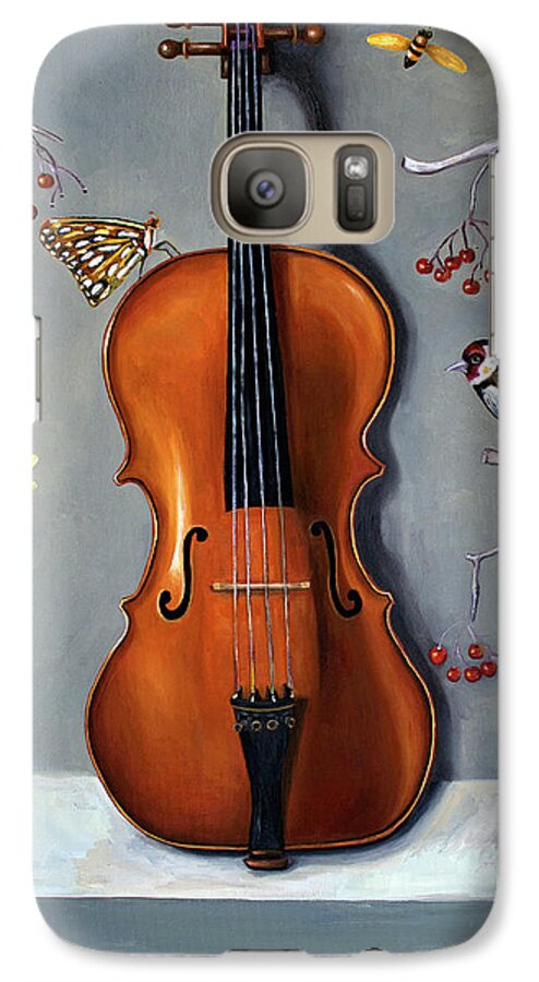 Violin Galaxy S7 Case featuring the painting Bird Song by Leah Saulnier The Painting Maniac