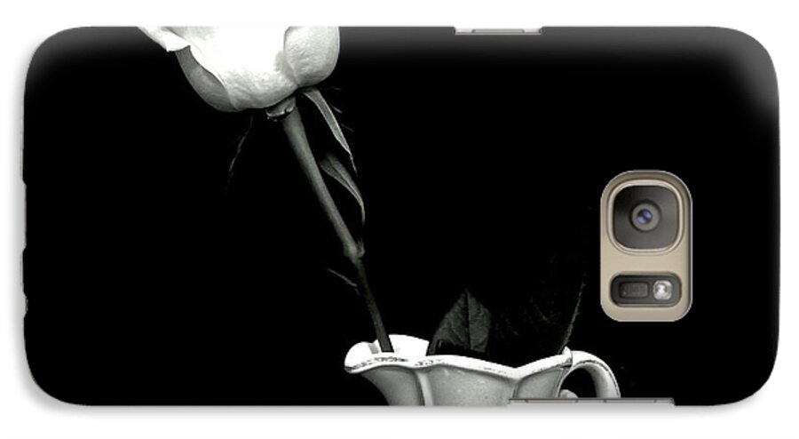 Photo Galaxy S7 Case featuring the photograph Black and White Rose Three by Marsha Heiken