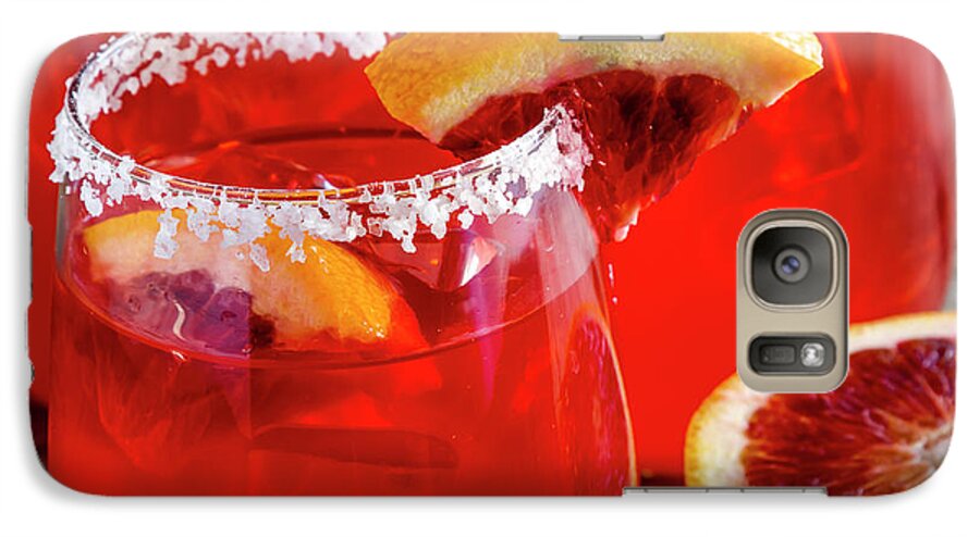 Adult Beverage Galaxy S7 Case featuring the photograph Blood Orange Margaritas on the Rocks by Teri Virbickis