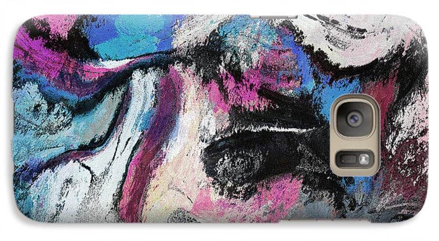 Abstract Galaxy S7 Case featuring the painting Blue and Pink Abstract Painting by Inspirowl Design