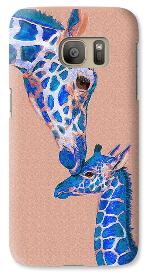 Giraffe Galaxy S7 Case featuring the digital art Blue Giraffes 2 by Jane Schnetlage