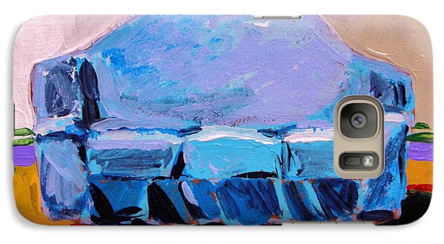 Sofa Galaxy S7 Case featuring the painting Blue Slipcover by John Williams