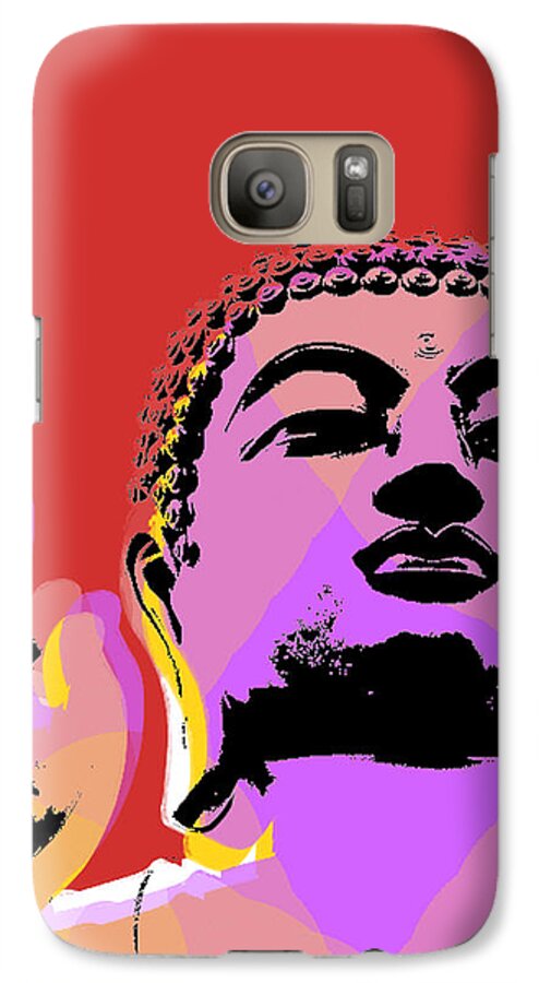 Buddha Galaxy S7 Case featuring the digital art Buddha Pop Art by Jean luc Comperat