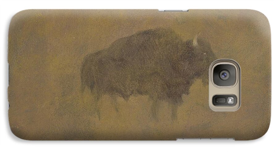Buffalo Galaxy S7 Case featuring the painting Buffalo in a Sandstorm by Albert Bierstadt