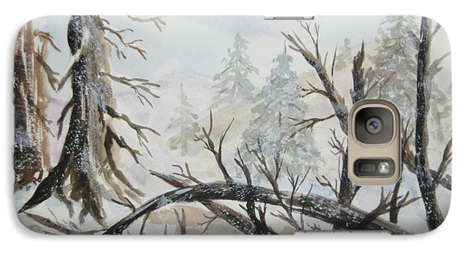 Burned Forest Galaxy S7 Case featuring the painting Burned Forest in the Snow by Ellen Levinson