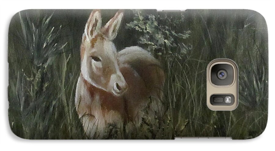 Landscape Galaxy S7 Case featuring the painting Burro in the Wild by Roseann Gilmore