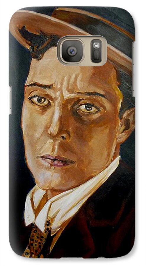 Comedy Galaxy S7 Case featuring the painting Buster Keaton tribute by Bryan Bustard