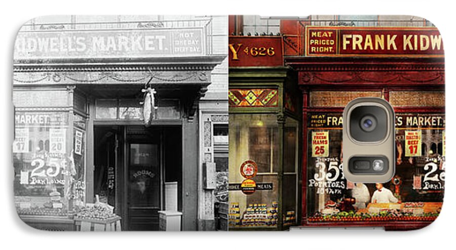 Frank Kidwell Galaxy S7 Case featuring the photograph Butcher - Meat priced right 1916 - Side by Side by Mike Savad