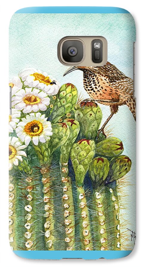 Cactus Wren Galaxy S7 Case featuring the painting Cactus Wren and Saguaro by Marilyn Smith