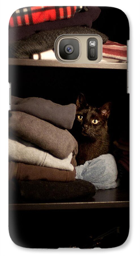 Cat Galaxy S7 Case featuring the photograph Cat in the closet by Laura Melis
