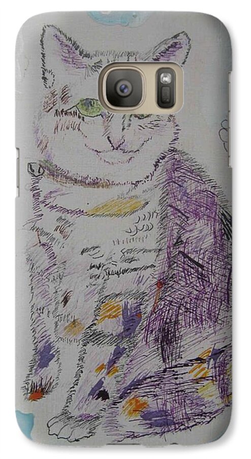 Cat Galaxy S7 Case featuring the painting Cat named Jade by AJ Brown