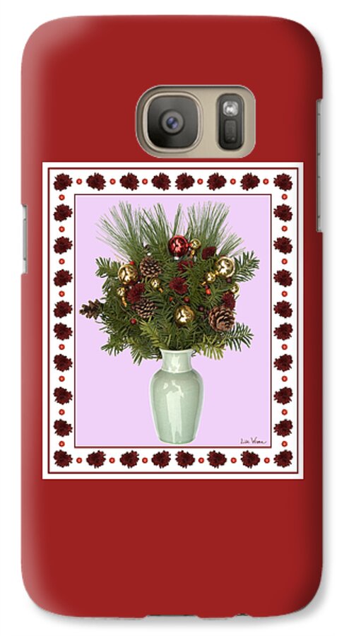 Lise Winne Galaxy S7 Case featuring the digital art Celadon Vase with Christmas Bouquet by Lise Winne