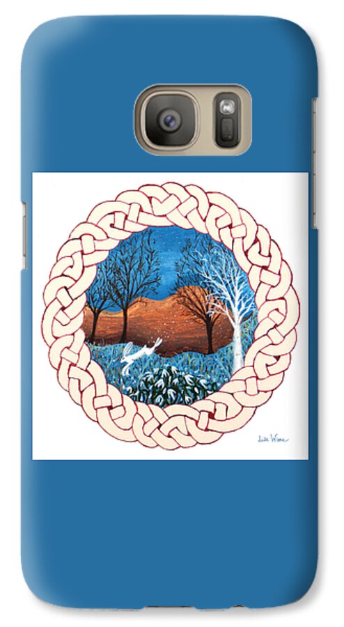 Lise Winne Galaxy S7 Case featuring the painting Celtic Knot with Bunny by Lise Winne