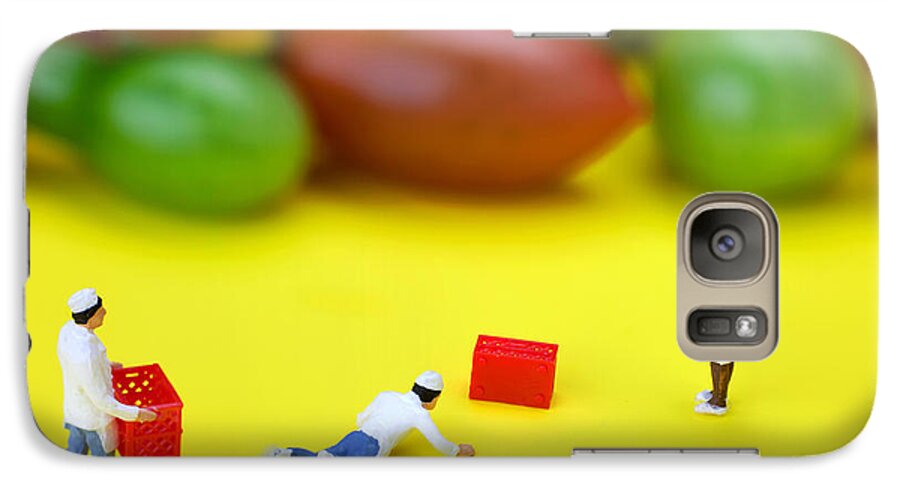 Chef Galaxy S7 Case featuring the painting Chef Tumbled in front of colorful tomatoes little people on food by Paul Ge