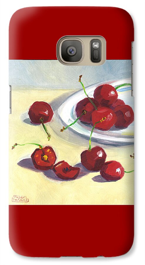 Cherries Galaxy S7 Case featuring the painting Cherries on a Plate by Susan Thomas