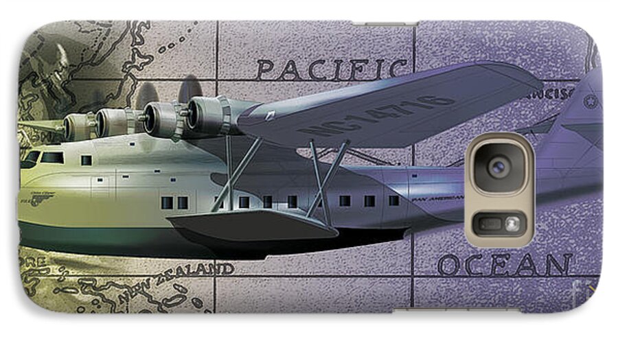 Planes Galaxy S7 Case featuring the digital art China Clipper Chasing The Sun by Kenneth De Tore