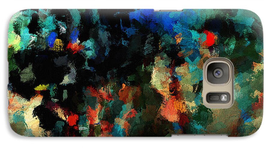 Abstract Galaxy S7 Case featuring the painting Colorful Landscape / Cityscape Abstract Painting by Inspirowl Design