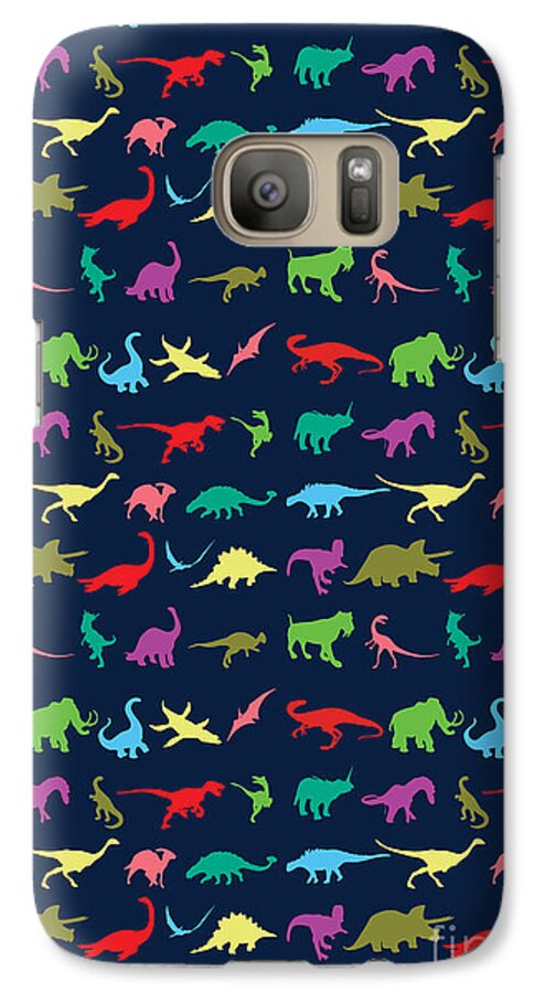 Dinosaur Galaxy S7 Case featuring the digital art Colorful Mini Dinosaur by Naviblue