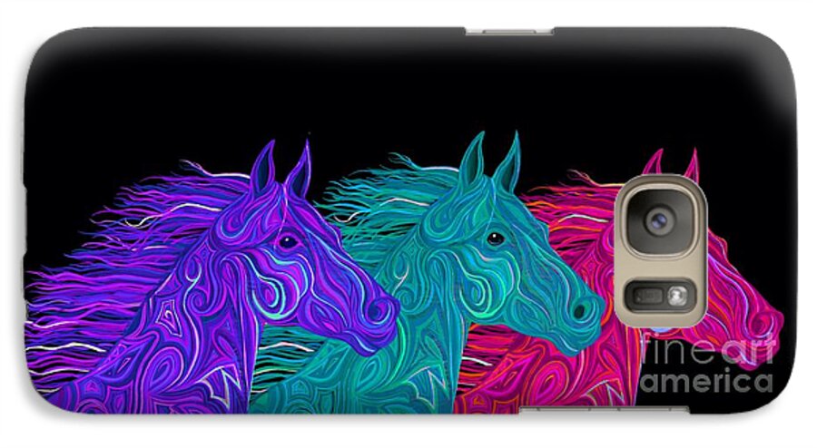 Stallions Galaxy S7 Case featuring the digital art Colorful Stallions by Nick Gustafson
